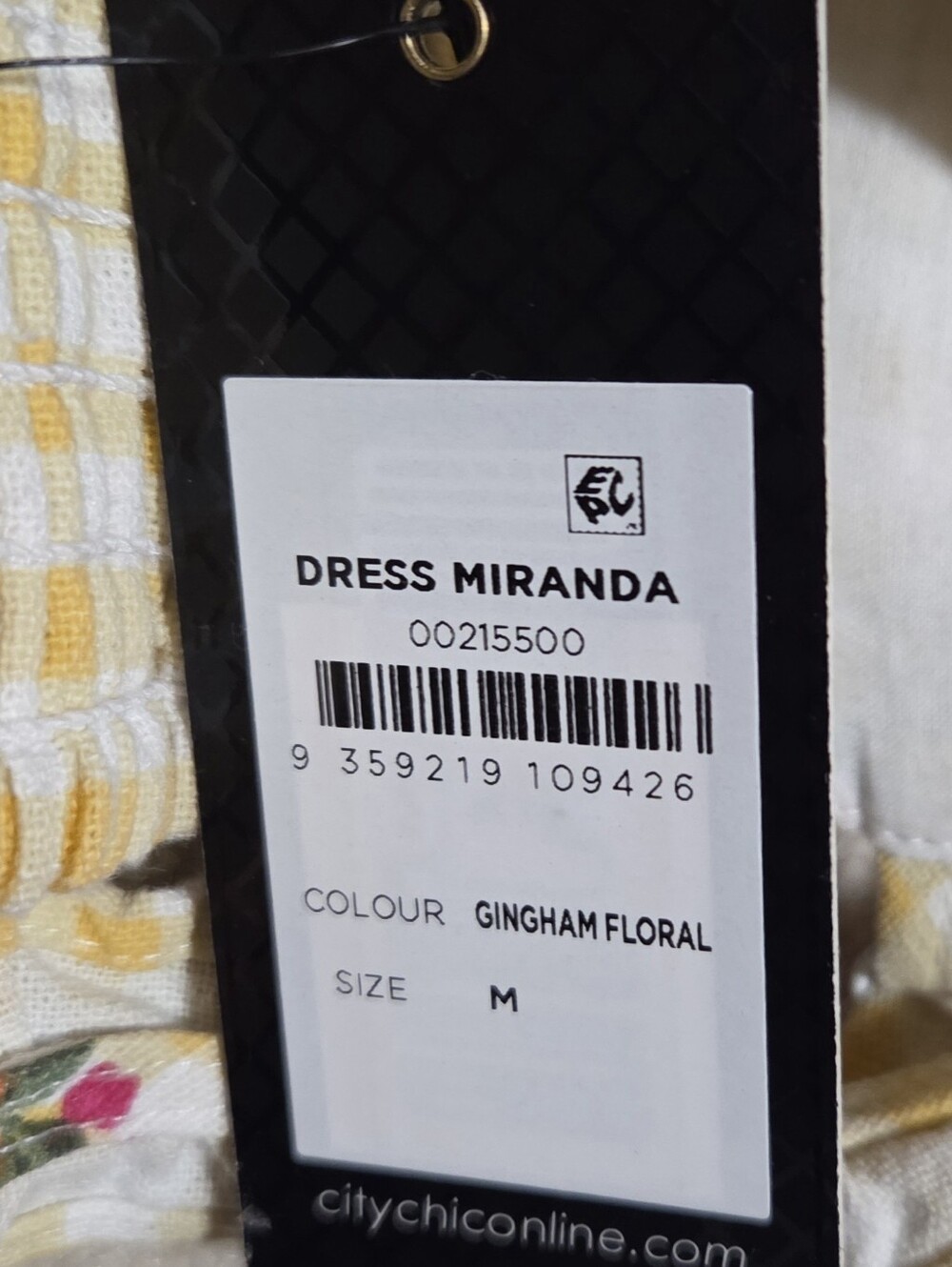 City Chic Dress Miranda Yellow Gingham Floral Tiered Dress M (18) New! - Picture 7 of 8